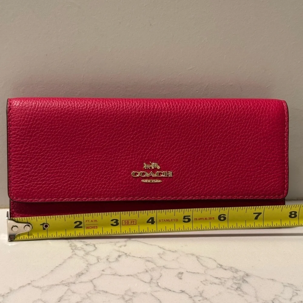 Coach Cherry Red and Gold Soft Leather Trifold